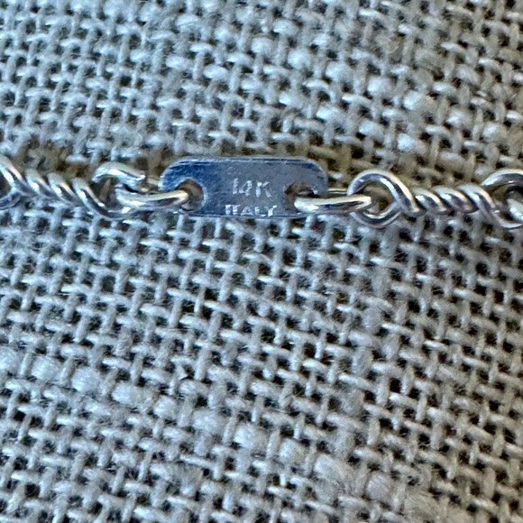 14K Italy White Gold Chain Necklace with 12 White 4.7 mmPearls - Picture 6 of 7